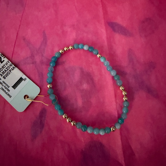 Enewton worthy 4mm Amazonite Elegant Blue and Gold Beaded Bracelet NWT - Picture 2 of 2